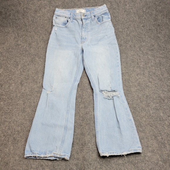 Abercrombie Fitch Jeans Womens 27/4 Blue Ultra High Rise The Kick Flare Y2K - Picture 2 of 14